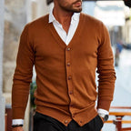 Silas - Men's Button-Front Cardigan with Patch Pockets