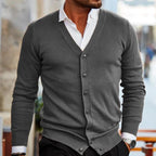 Silas - Men's Button-Front Cardigan with Patch Pockets
