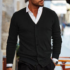Silas - Men's Button-Front Cardigan with Patch Pockets