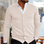 Silas - Men's Button-Front Cardigan with Patch Pockets
