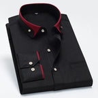 Silas - Men's Contrast Trim Button-Down Dress Shirt