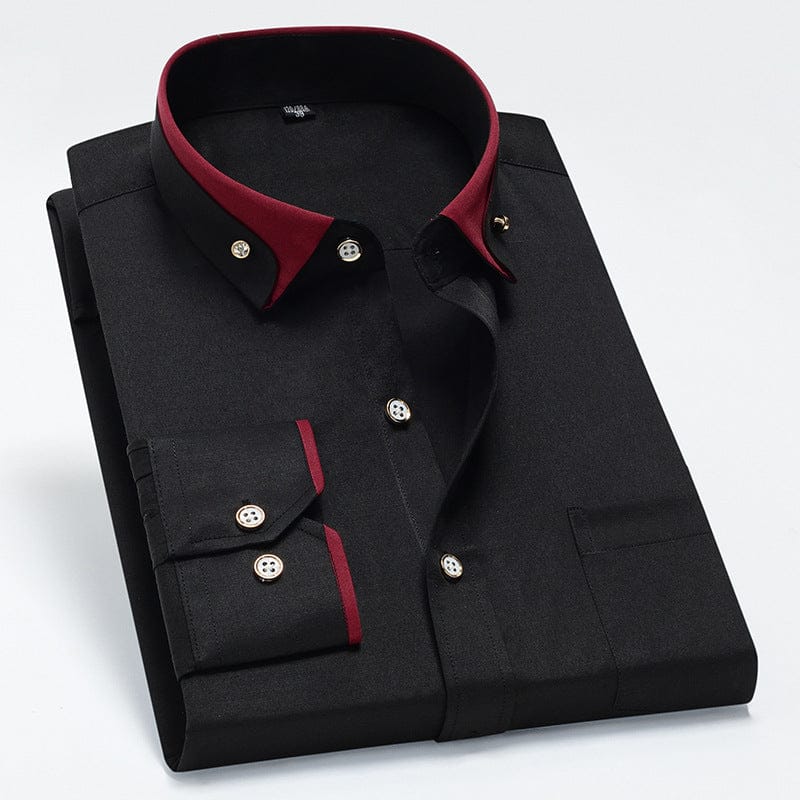 Silas - Men's Contrast Trim Button-Down Dress Shirt