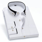 Silas - Men's Contrast Trim Button-Down Dress Shirt