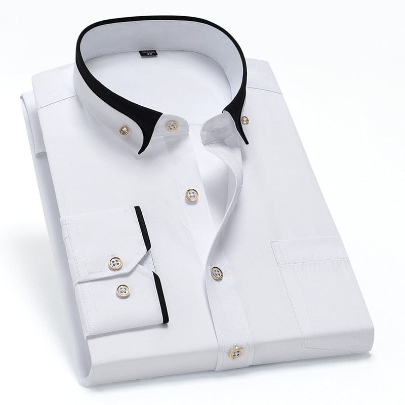 Silas - Men's Contrast Trim Button-Down Dress Shirt