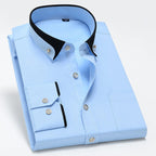 Silas - Men's Contrast Trim Button-Down Dress Shirt