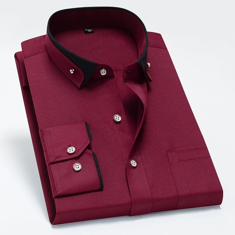 Silas - Men's Contrast Trim Button-Down Dress Shirt