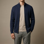 Silas - Men's Ribbed Full-Zip Cardigan Sweater