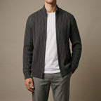 Silas - Men's Ribbed Full-Zip Cardigan Sweater
