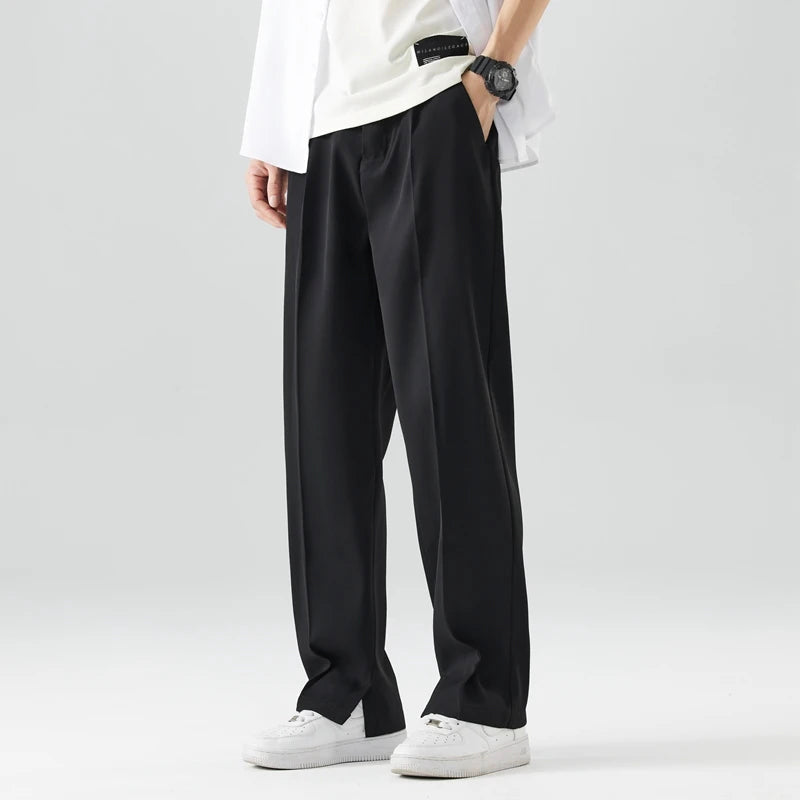 Silas - Men's Wide-Leg Relaxed Trousers with Zip Fly