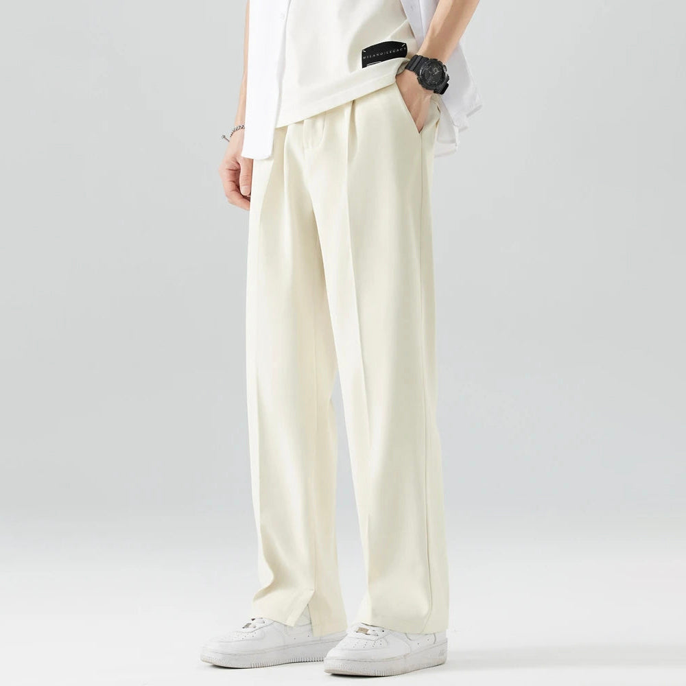 Silas - Men's Wide-Leg Relaxed Trousers with Zip Fly