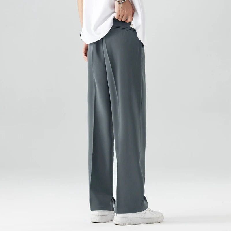 Silas - Men's Wide-Leg Relaxed Trousers with Zip Fly