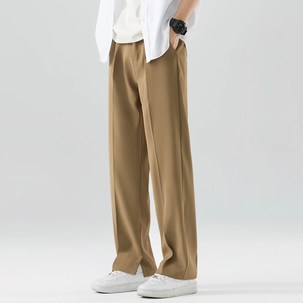 Silas - Men's Wide-Leg Relaxed Trousers with Zip Fly