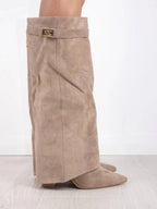 Sutton - Women's Flare-Cuff Buckle Knee-High Boots