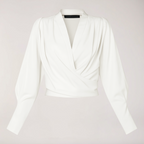 Svetlana - Women's V-Neck Blouse with Voluminous Puff Sleeves