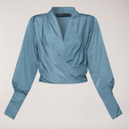 Svetlana - Women's V-Neck Blouse with Voluminous Puff Sleeves