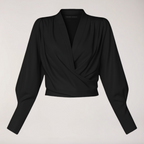 Svetlana - Women's V-Neck Blouse with Voluminous Puff Sleeves