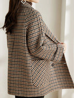 Sylvia - Women's Oversized Houndstooth Blazer with Notch Lapels