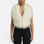 Sylvie - Women's Faux Fur Vest with Open Back and Tie Straps
