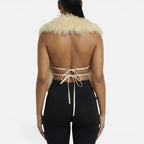 Sylvie - Women's Faux Fur Vest with Open Back and Tie Straps