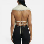 Sylvie - Women's Faux Fur Vest with Open Back and Tie Straps