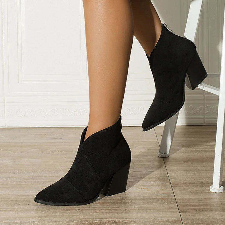 Tabitha - Women's Pointed-Toe Block Heel Ankle Boots