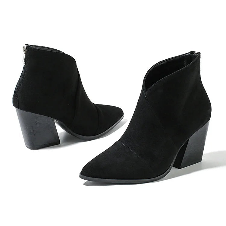 Tabitha - Women's Pointed-Toe Block Heel Ankle Boots