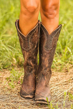 Tabitha - Women's Rivet-Embellished Knee-High Boots with Block Heel
