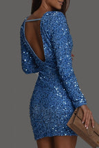 Talia - Women's Sequin Open-Back Mini Dress