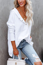 Tallulah - Women's Oversized Hooded V-Neck Sweatshirt with Snap Placket