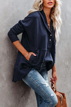 Tallulah - Women's Oversized Hooded V-Neck Sweatshirt with Snap Placket