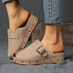 Tatiana - Women's Buckle-Strap Platform Clogs with Studded Sole
