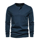 Thaddeus - Men's Long-Sleeve Henley with Button Placket