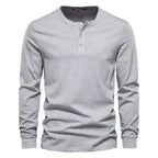 Thaddeus - Men's Long-Sleeve Henley with Button Placket