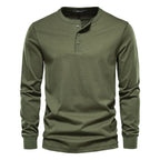 Thaddeus - Men's Long-Sleeve Henley with Button Placket