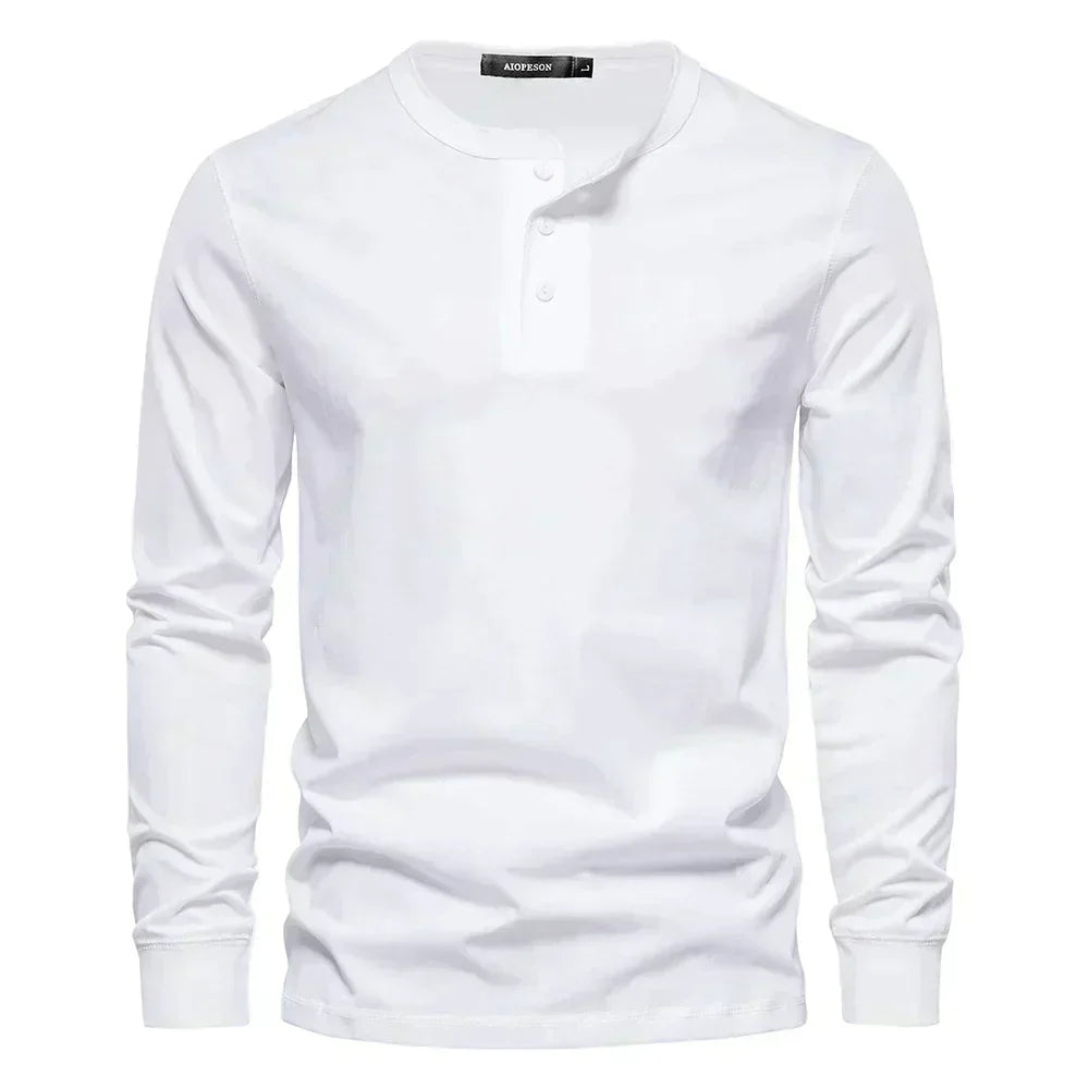 Thaddeus - Men's Long-Sleeve Henley with Button Placket