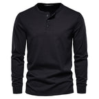 Thaddeus - Men's Long-Sleeve Henley with Button Placket