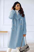 Theodora - Women's Peak Lapel Tailored Coat with Gold Buttons