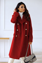 Theodora - Women's Peak Lapel Tailored Coat with Gold Buttons