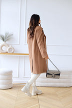 Theodora - Women's Peak Lapel Tailored Coat with Gold Buttons