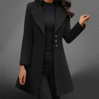Theodora - Women's Tailored Long Coat with Oversized Lapel