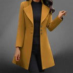 Theodora - Women's Tailored Long Coat with Oversized Lapel