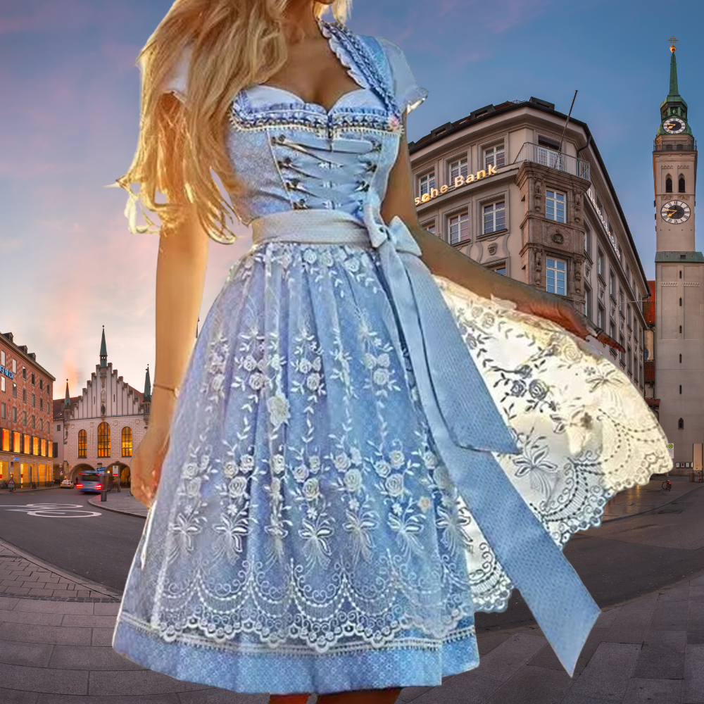 Valentina - Women's Embroidered Dirndl Dress with Sweetheart Neckline