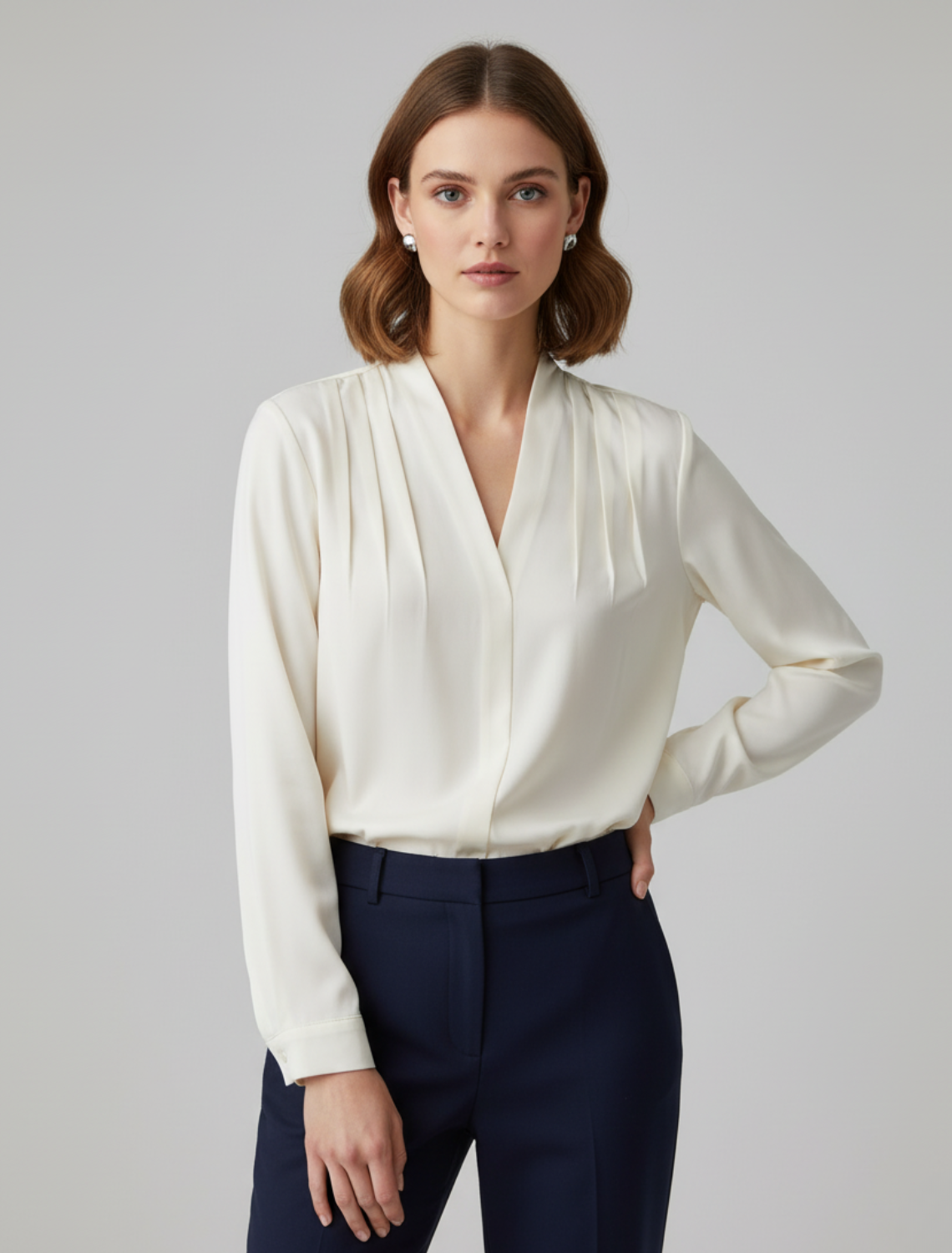 Valerie - Women's Wrap Blouse with Voluminous Sleeves