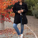 Venetia - Women's Button-Front Wool Coat with Notch Collar