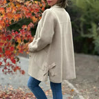Venetia - Women's Button-Front Wool Coat with Notch Collar