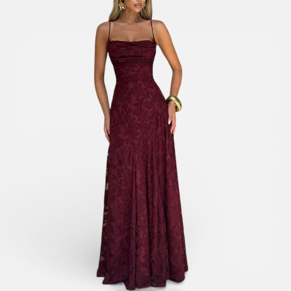Venetia - Women's Lace Spaghetti-Strap Evening Gown
