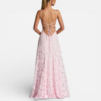 Venetia - Women's Lace Spaghetti-Strap Evening Gown