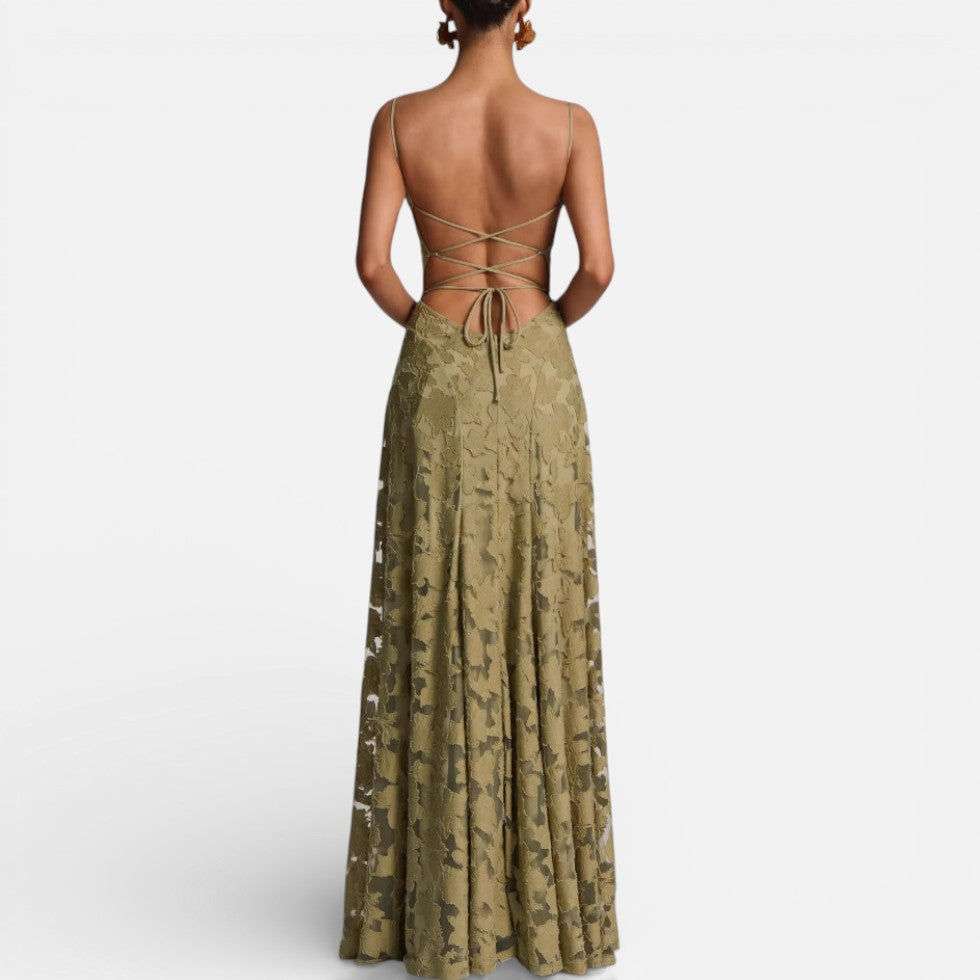 Venetia - Women's Lace Spaghetti-Strap Evening Gown