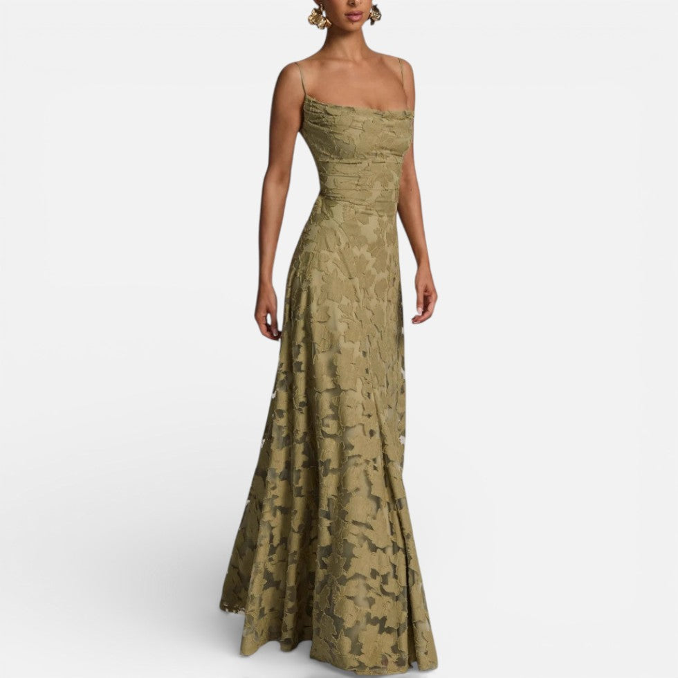 Venetia - Women's Lace Spaghetti-Strap Evening Gown