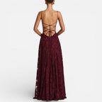Venetia - Women's Lace Spaghetti-Strap Evening Gown